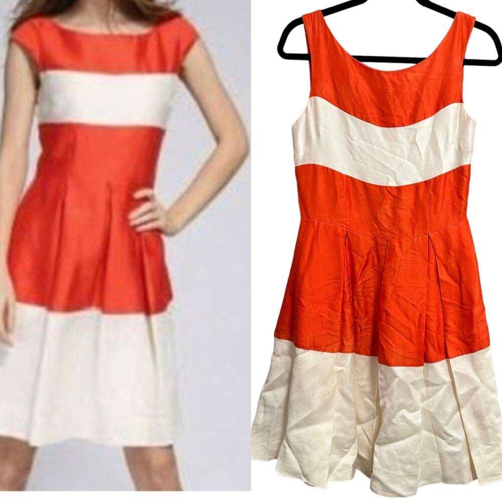 Kate Spade Color-block Gayle Orange and Creme Dress Size 6